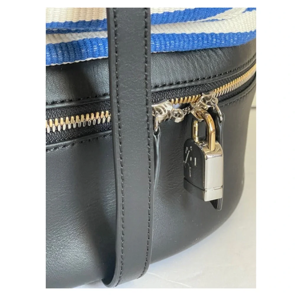 XL Roll Top Travel Backpack Blue Canvas Leather Weekender Duffel